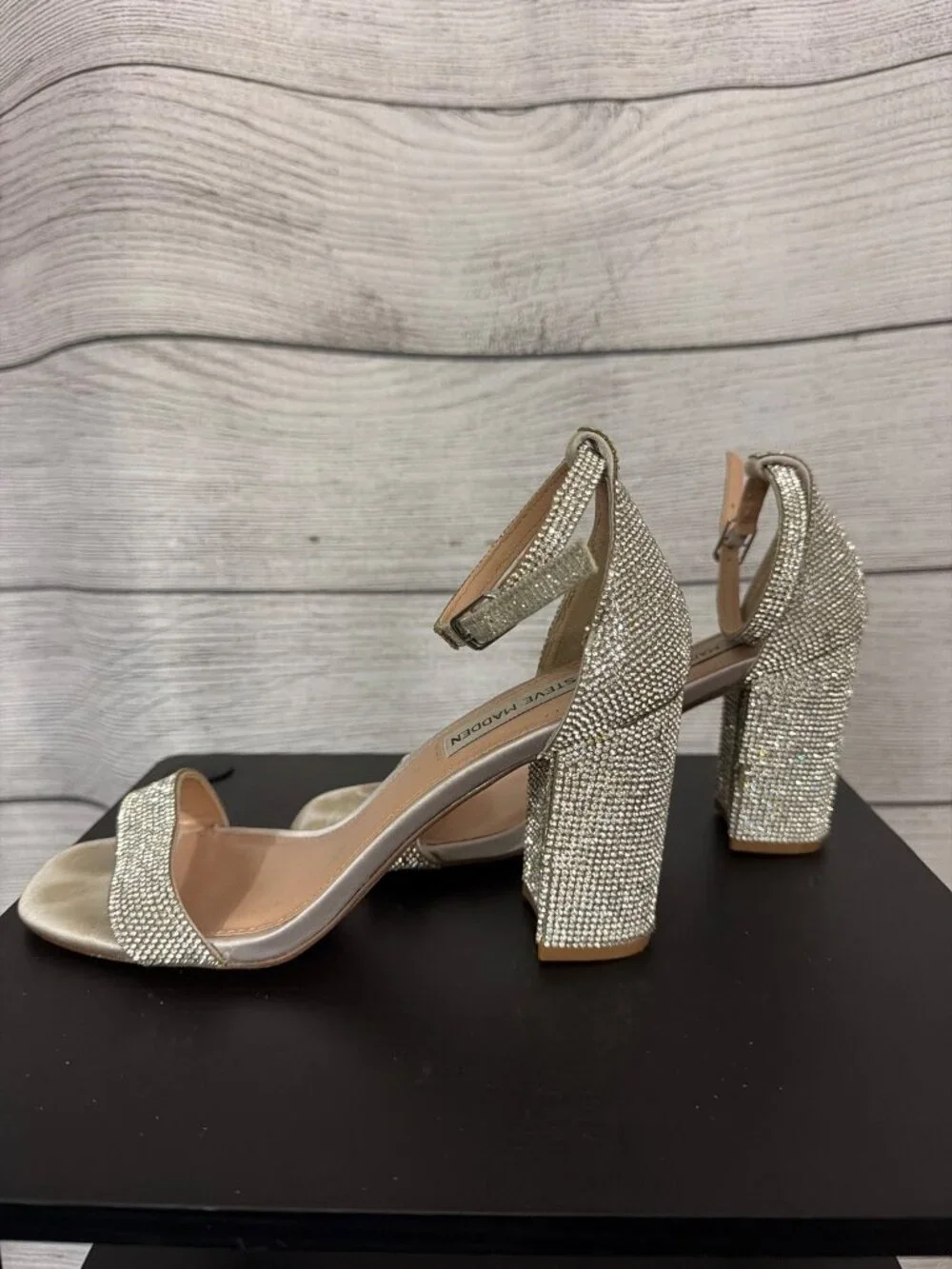 Steve Madden Rhinestone Block Heel Sandals Size 8